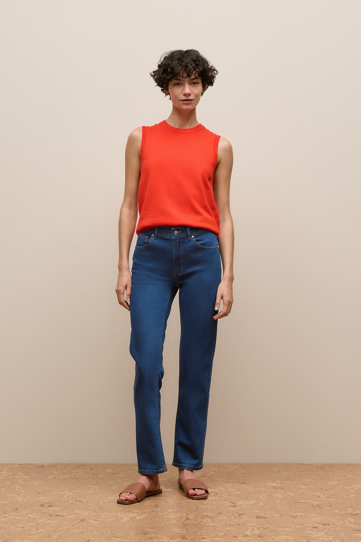 Mid Rise Straight Leg Jean