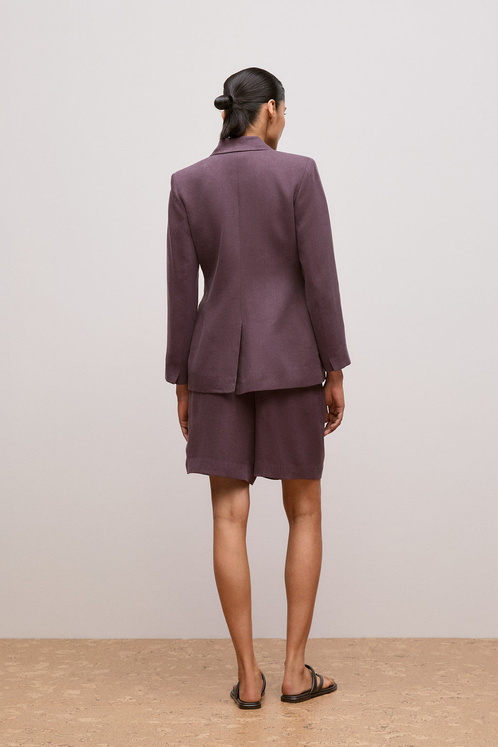 Linen Blend Twill Double Breasted Blazer