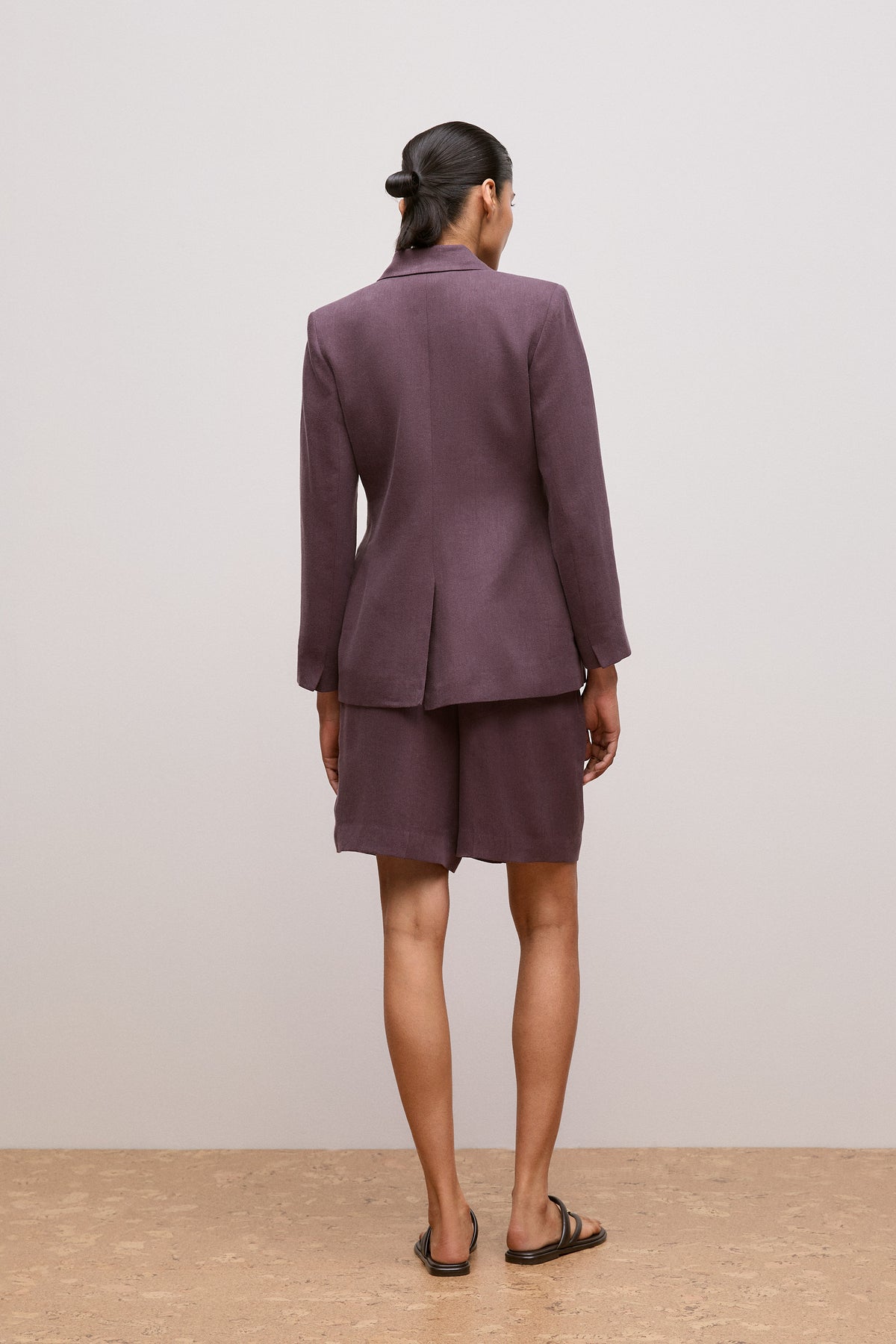 Linen Blend Twill Double Breasted Blazer
