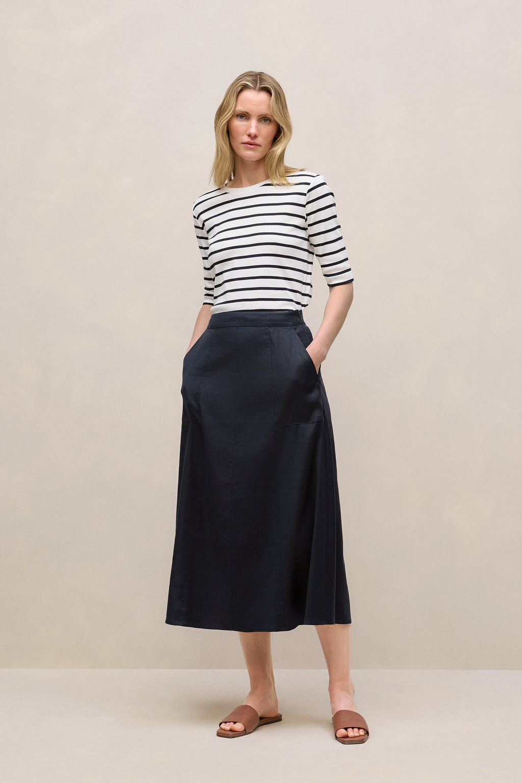 Yarn Dyed Stripe Half Sleeve T-Shirt
