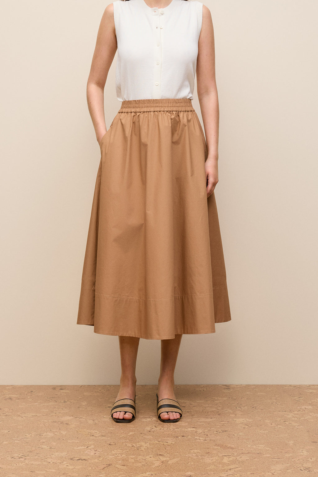 Cotton Poplin Pull On Skirt