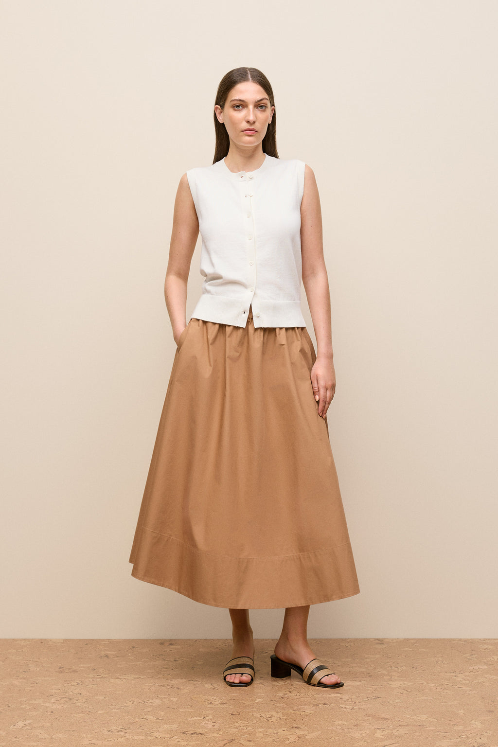 Cotton Poplin Pull On Skirt