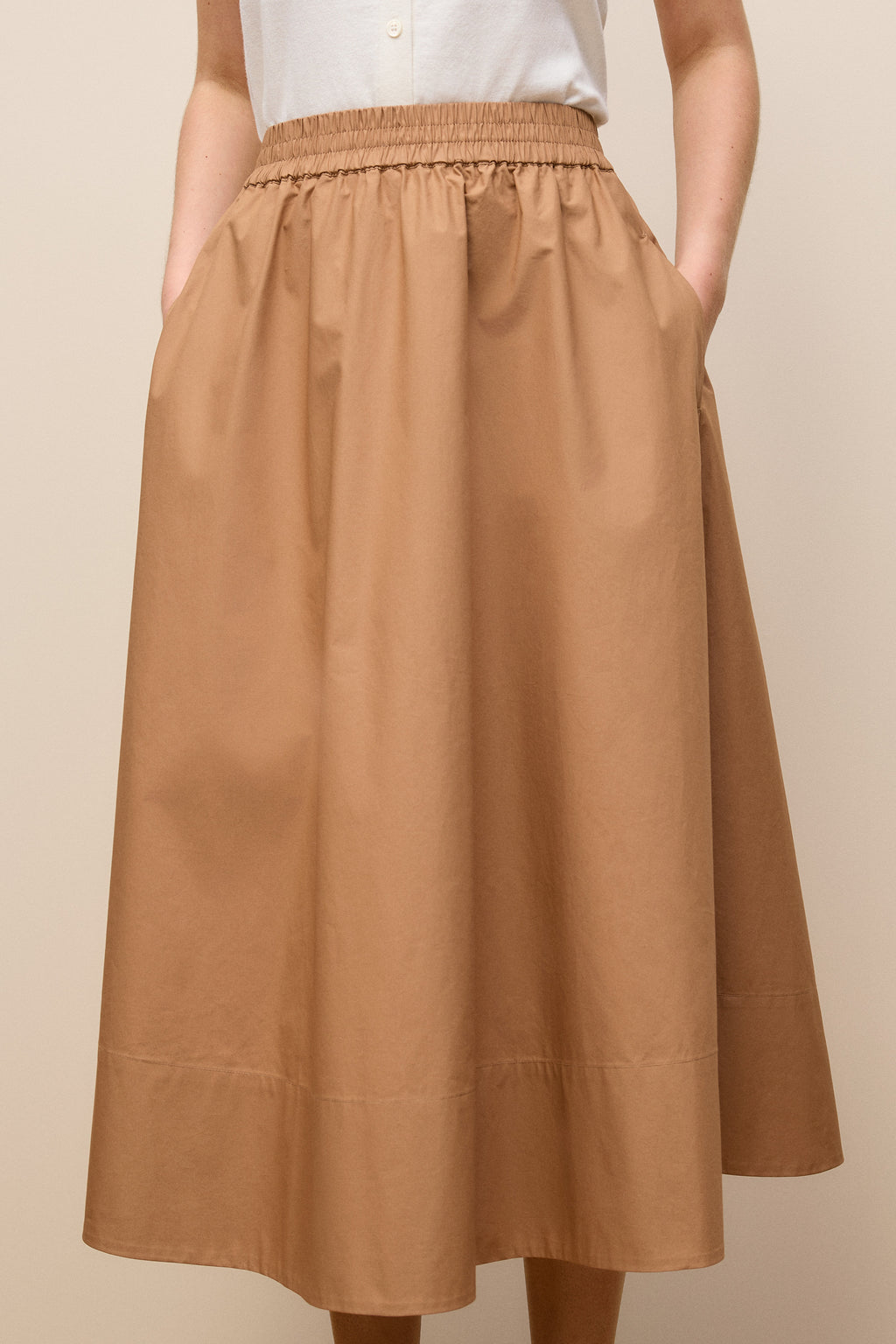 Cotton Poplin Pull On Skirt