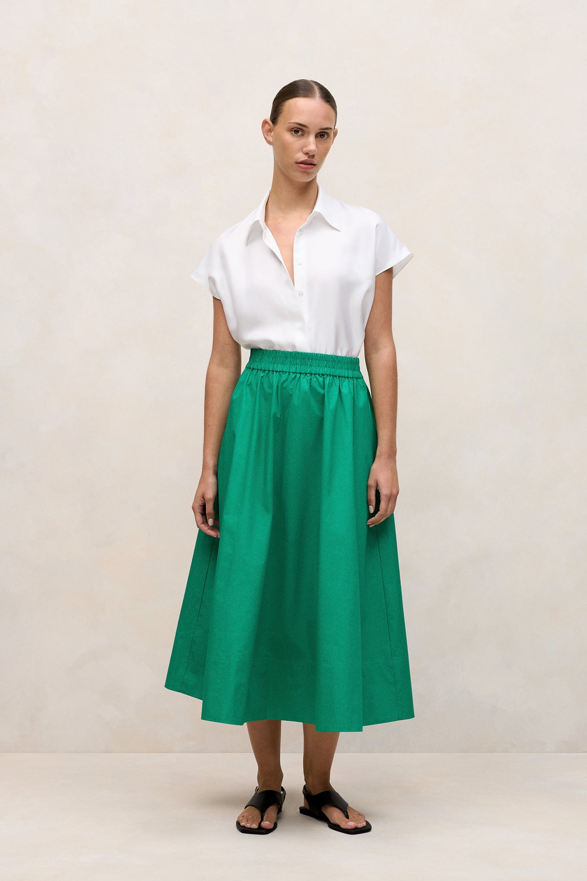 Cotton Poplin Pull On Skirt