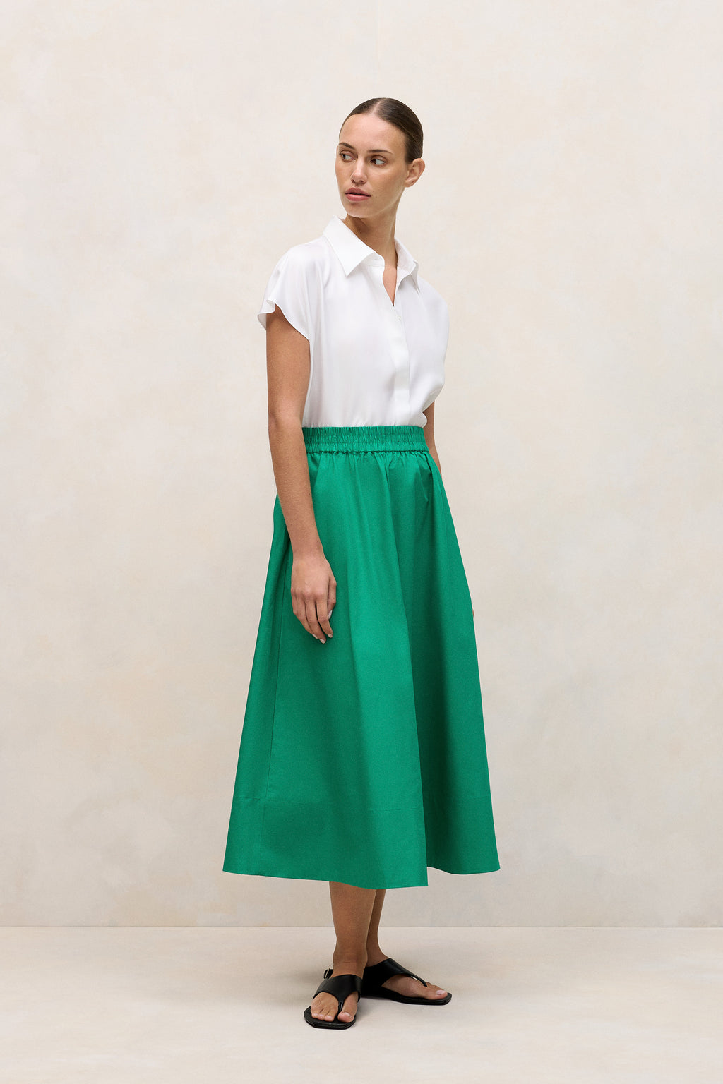 Cotton Poplin Pull On Skirt