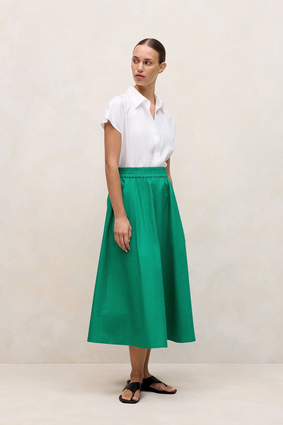 Cotton Poplin Pull On Skirt