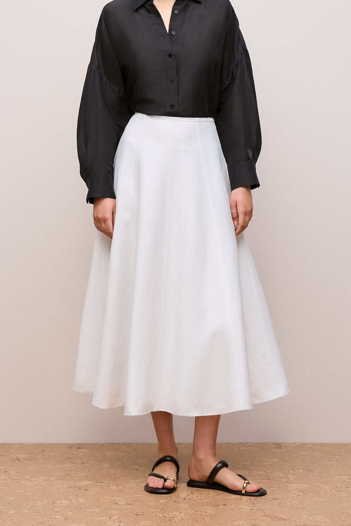 Textured Flare Midi Skirt