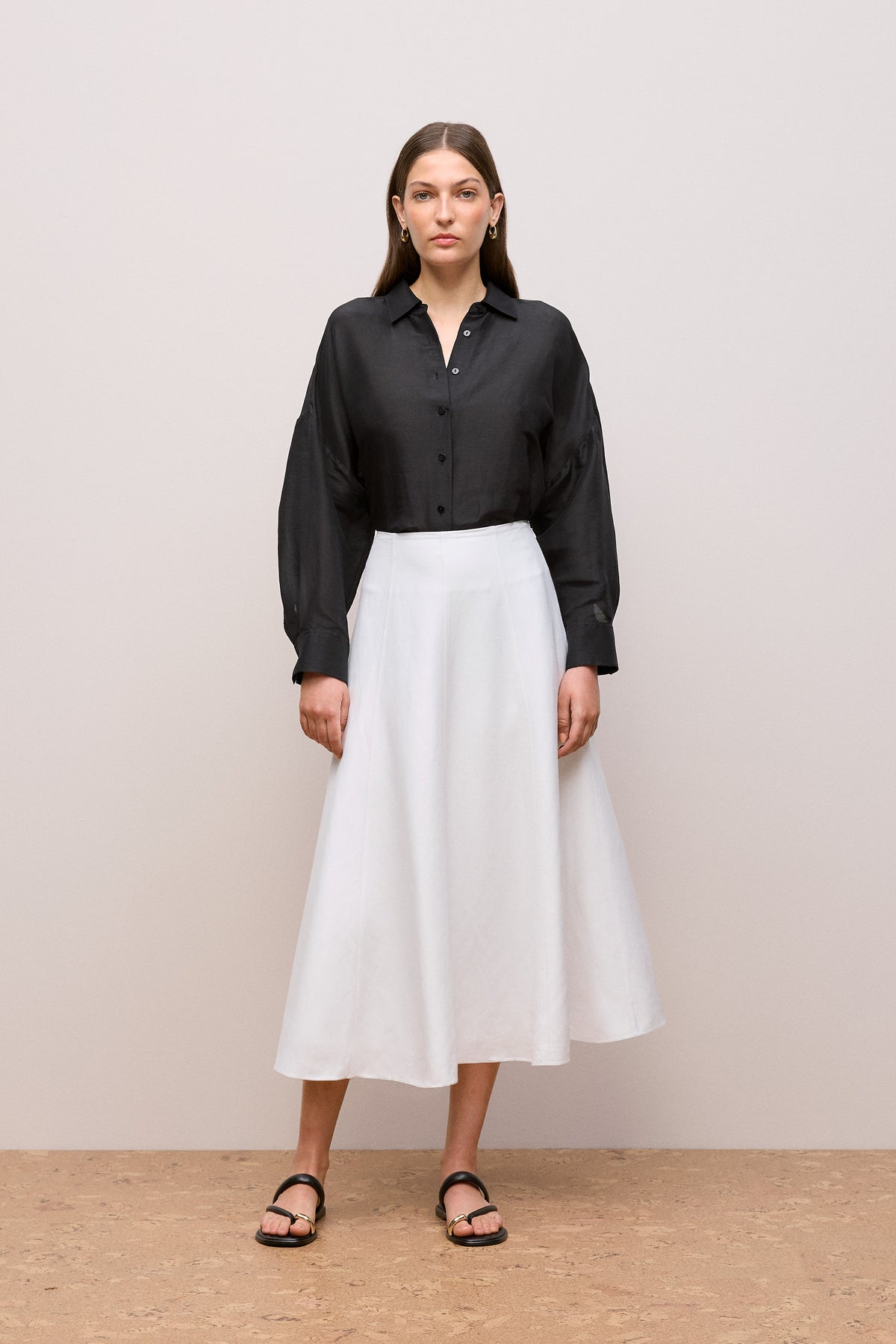 Textured Flare Midi Skirt