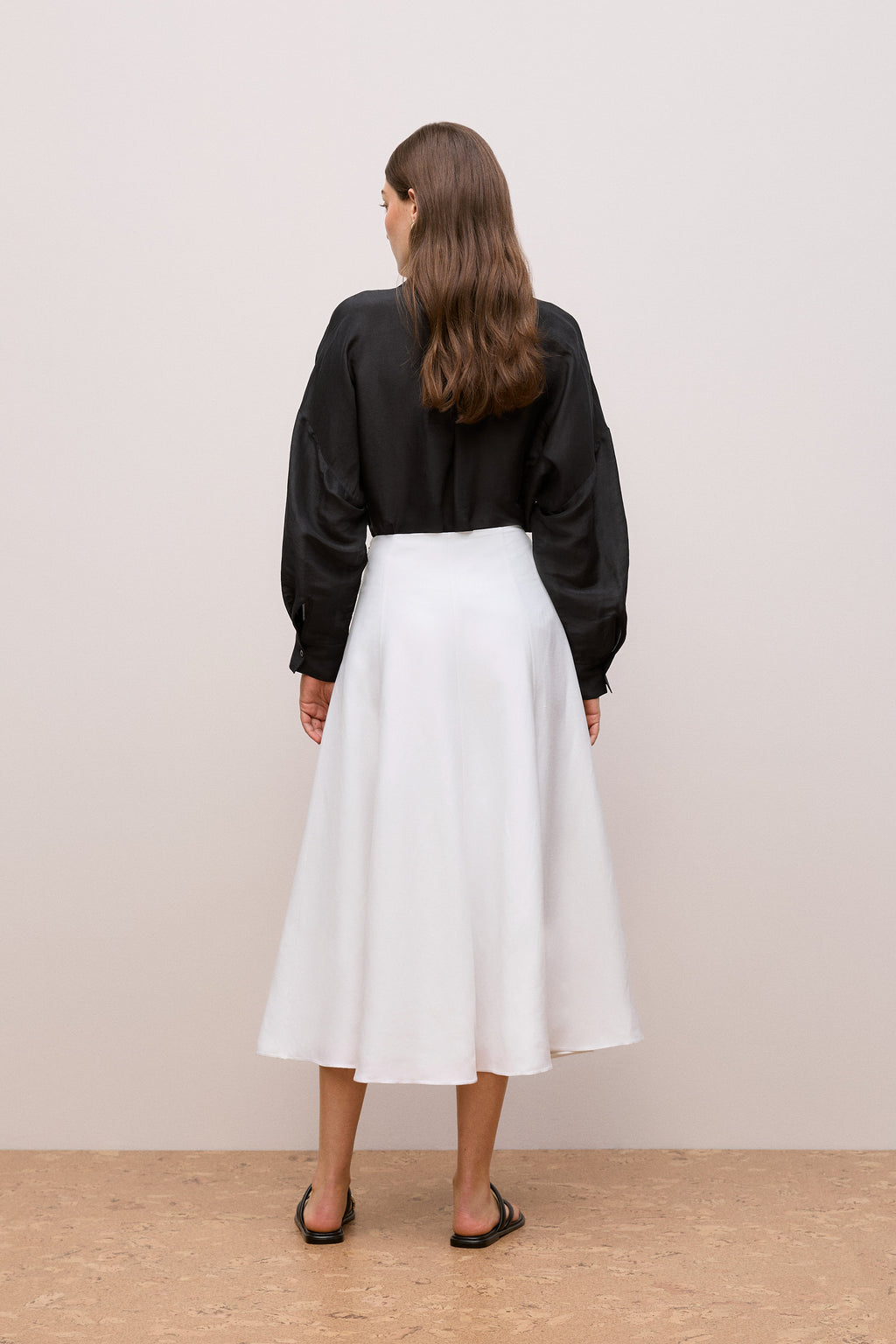 Textured Flare Midi Skirt