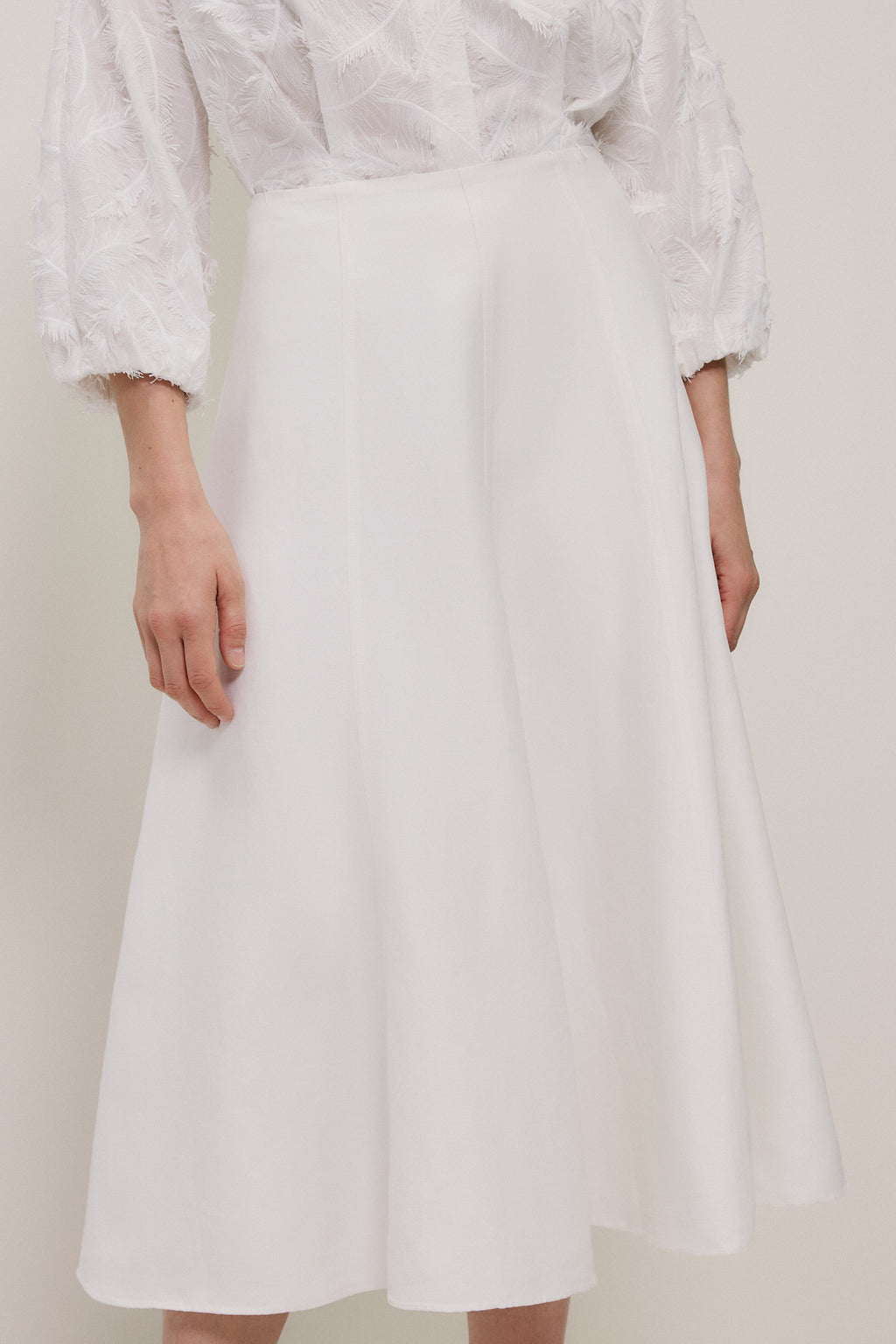Textured Flare Midi Skirt