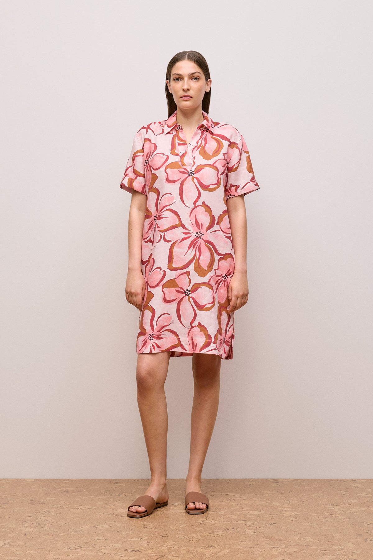 Peony Linen Popover Shift Dress
