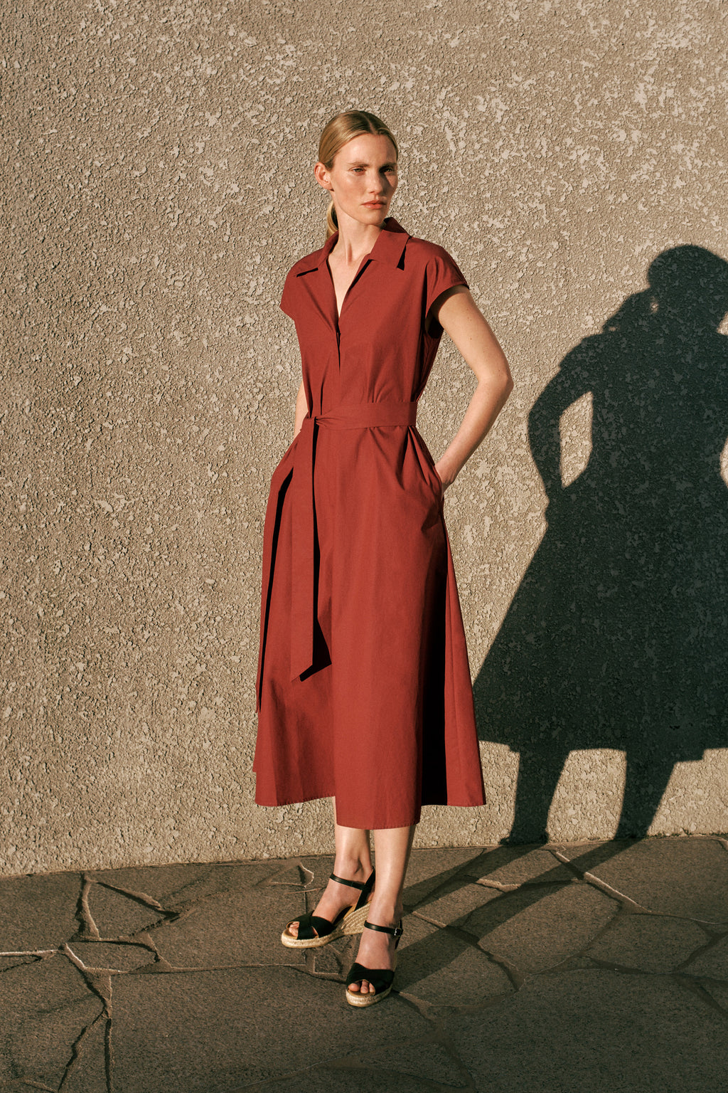 Poplin Cap Sleeve Shirt Dress