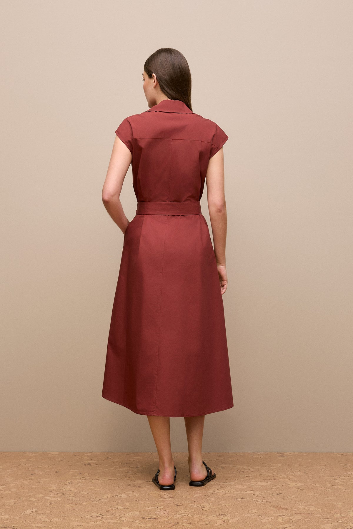 Poplin Cap Sleeve Shirt Dress