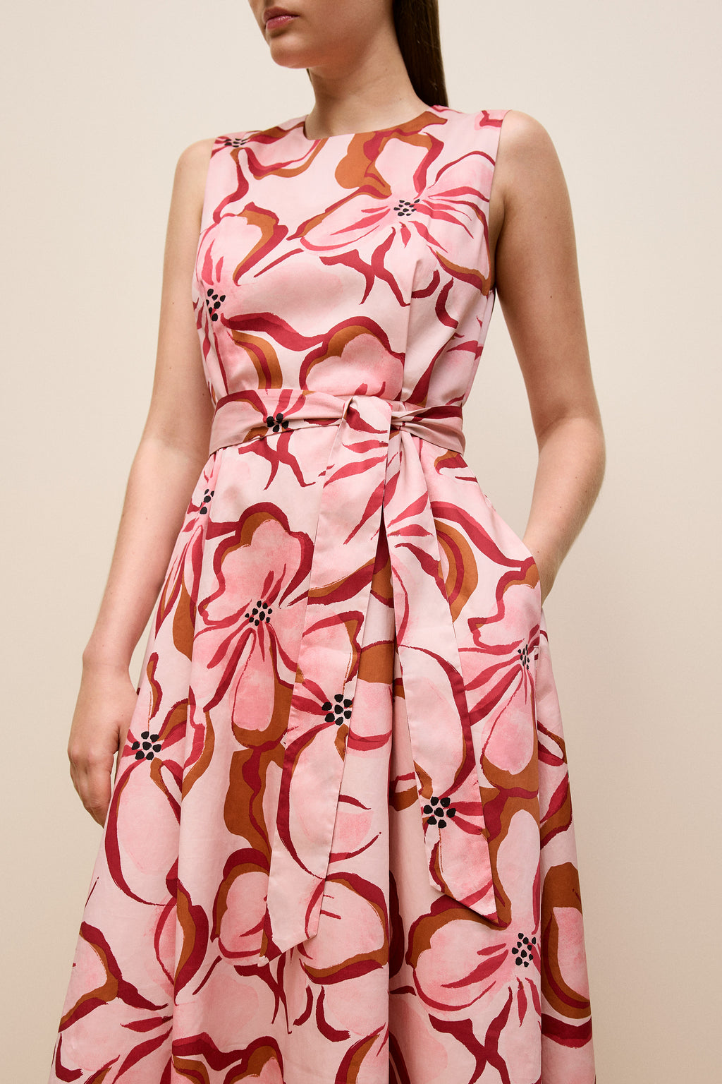 Peony Sateen Sleeveless Dress
