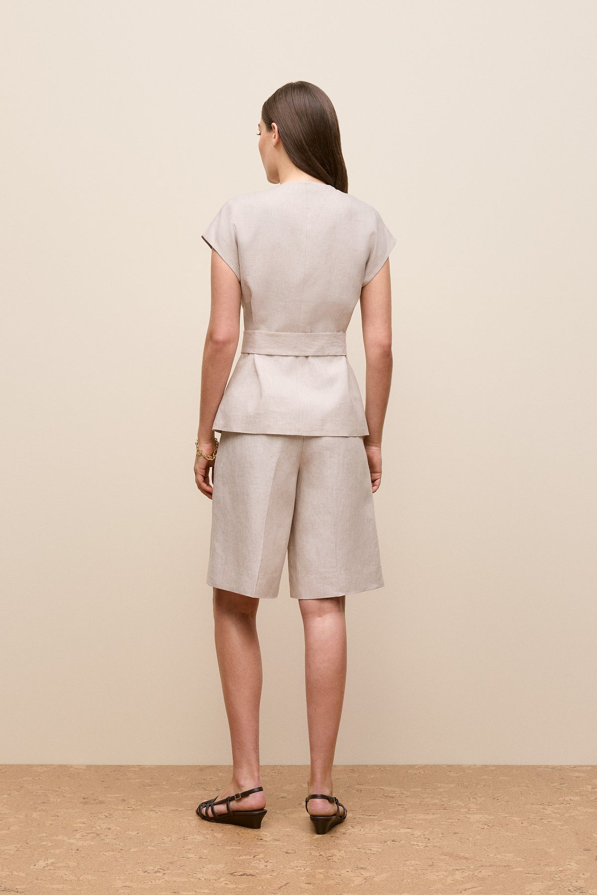 Yarn Dyed Linen Cap Sleeve Vest