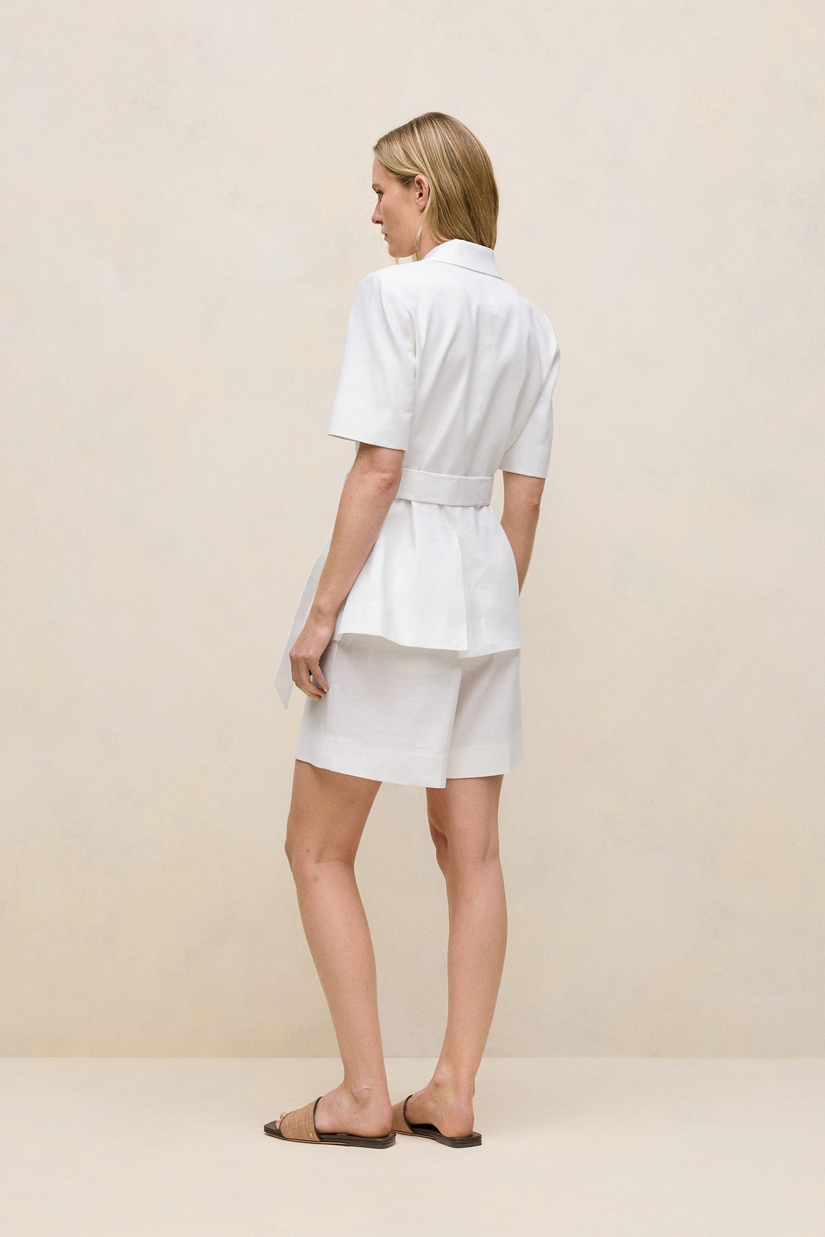 Stretch Linen Short Sleeve Blazer