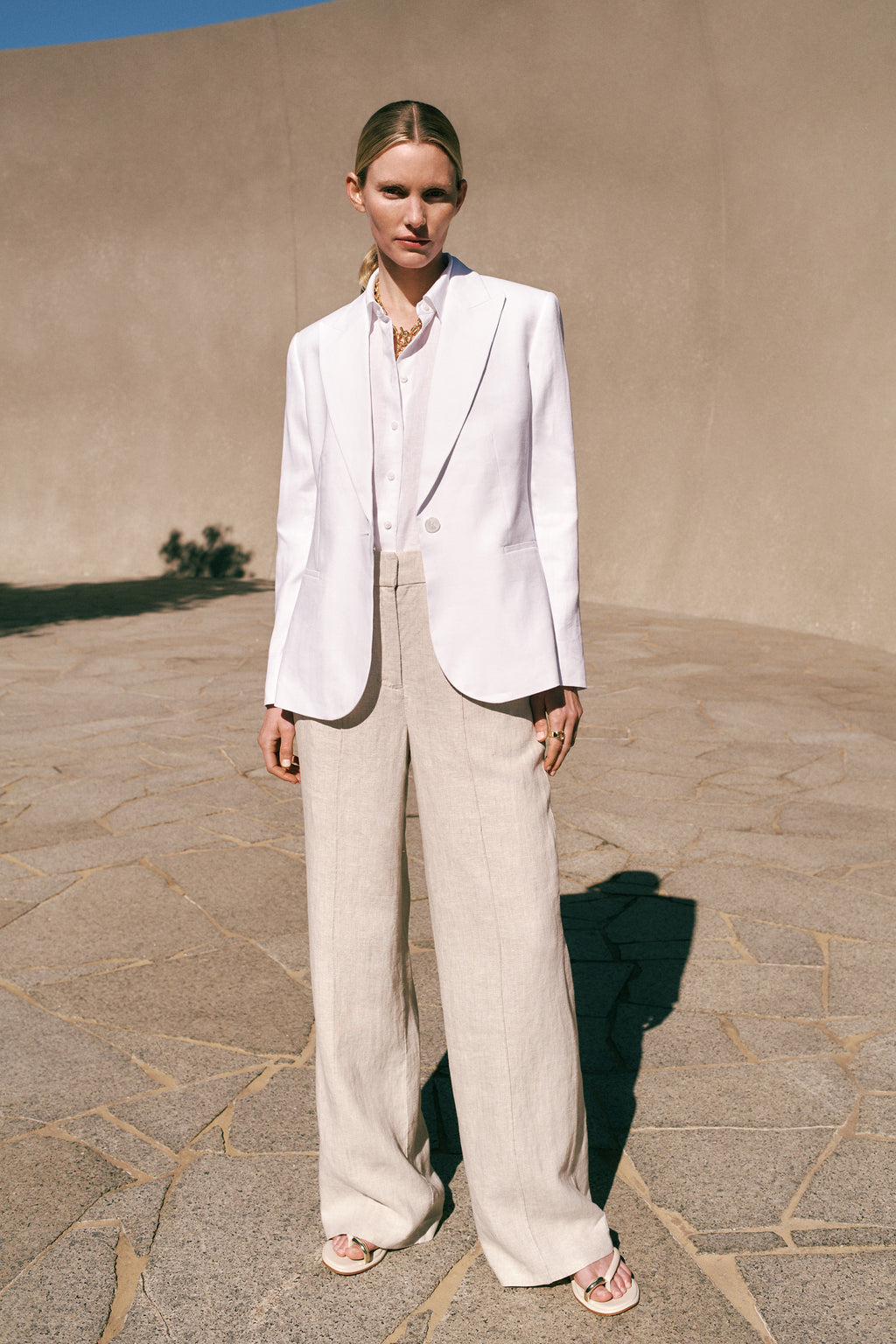 Linen Cotton Herringbone Blazer