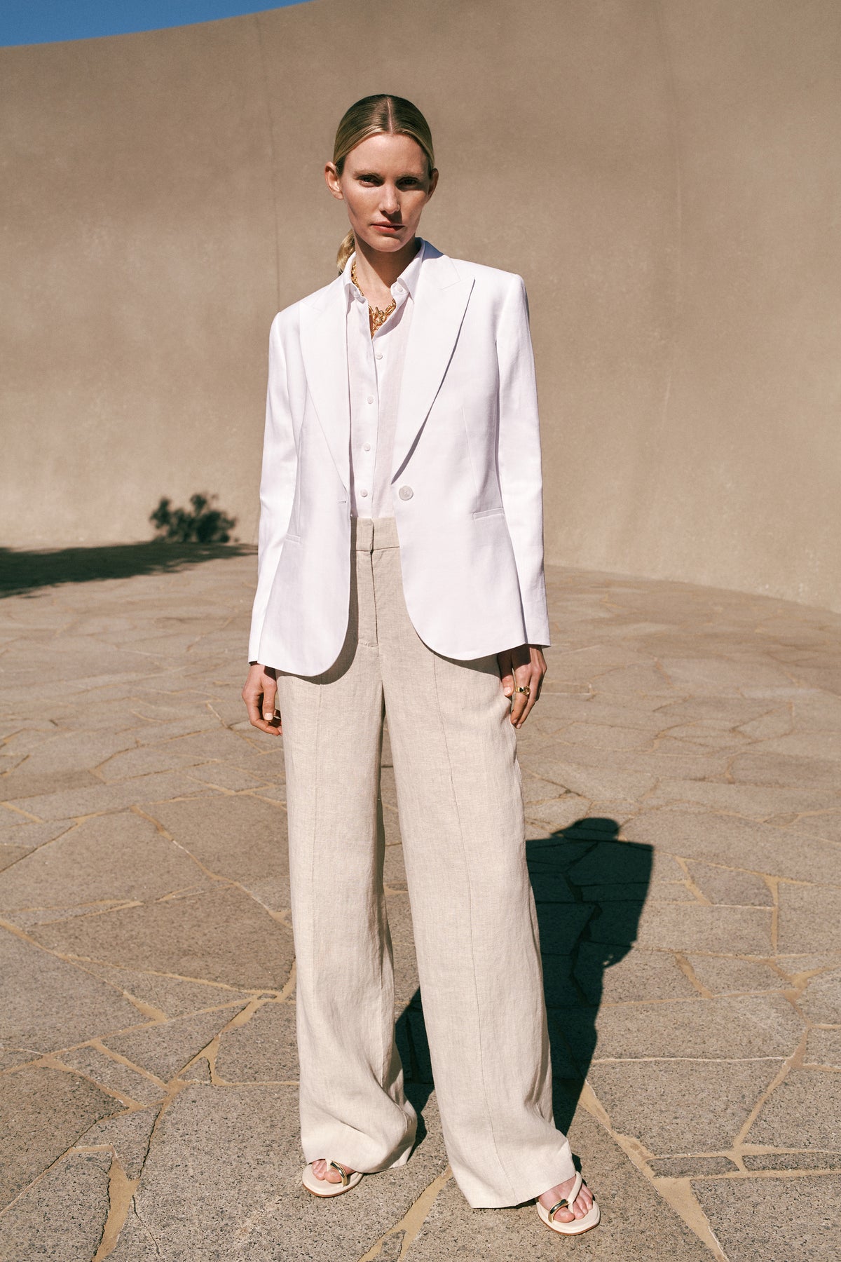 Linen Cotton Herringbone Blazer