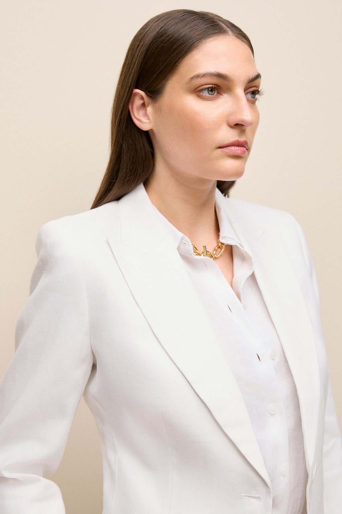 Linen Cotton Herringbone Blazer