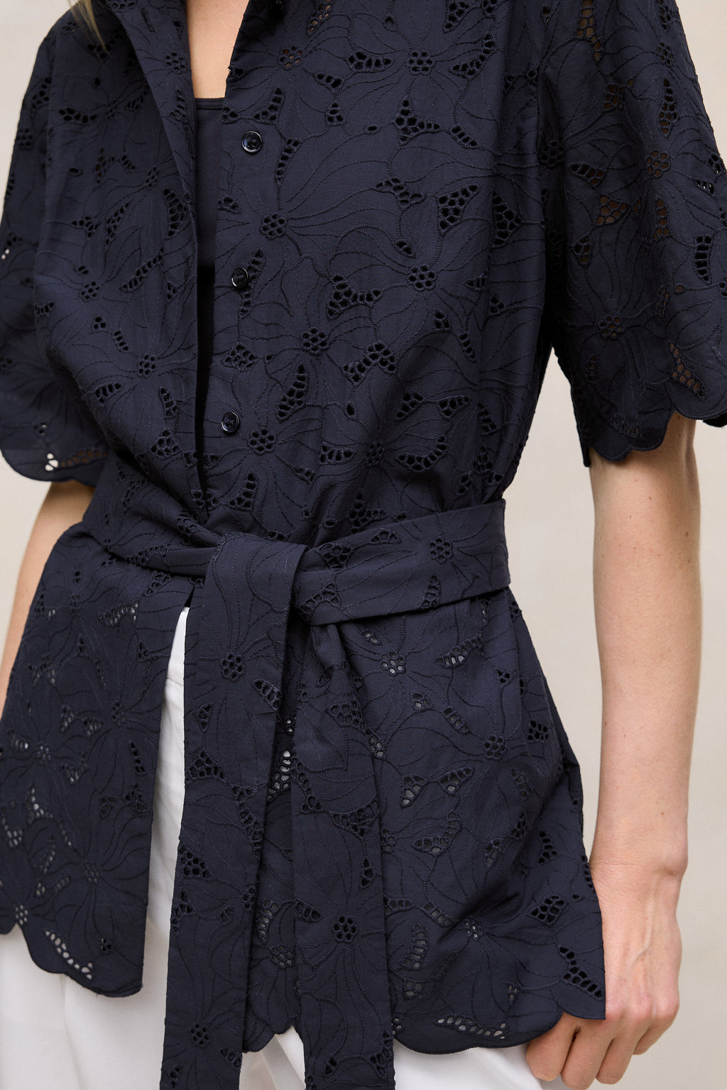 Peony Cutwork Belted Shirt