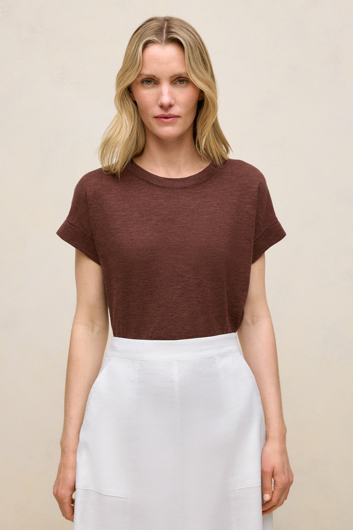 Linen Cotton Relaxed Crew T-Shirt