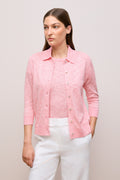 Linen Cotton Mouline Collared Cardigan