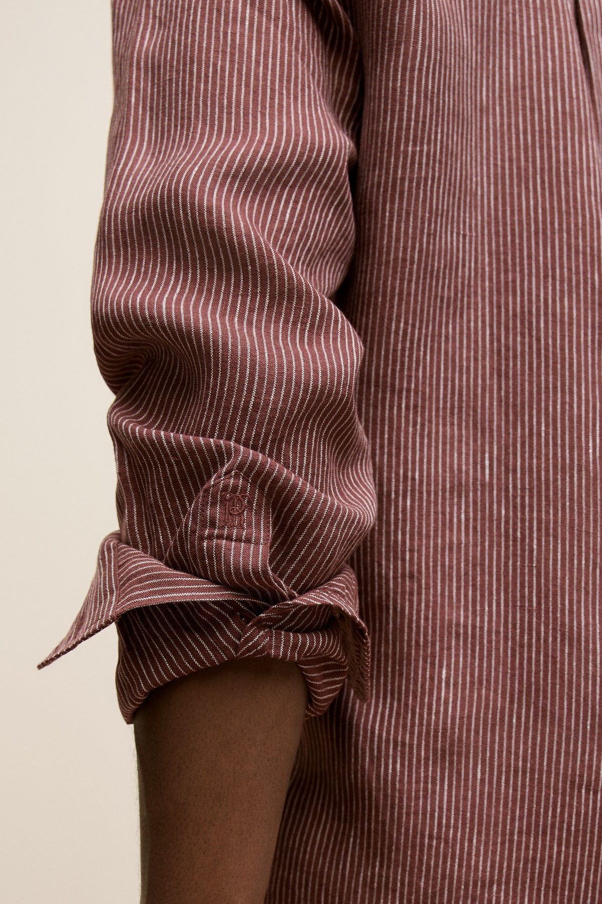 Regular Fit Fine Stripe Linen Long Sleeve Shirt