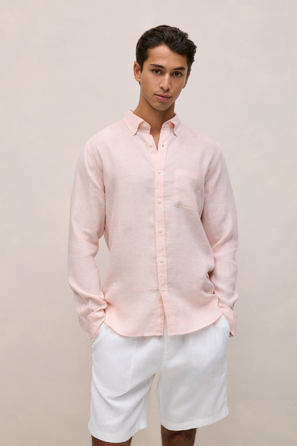 Regular Fit Linen Glen Check Shirt