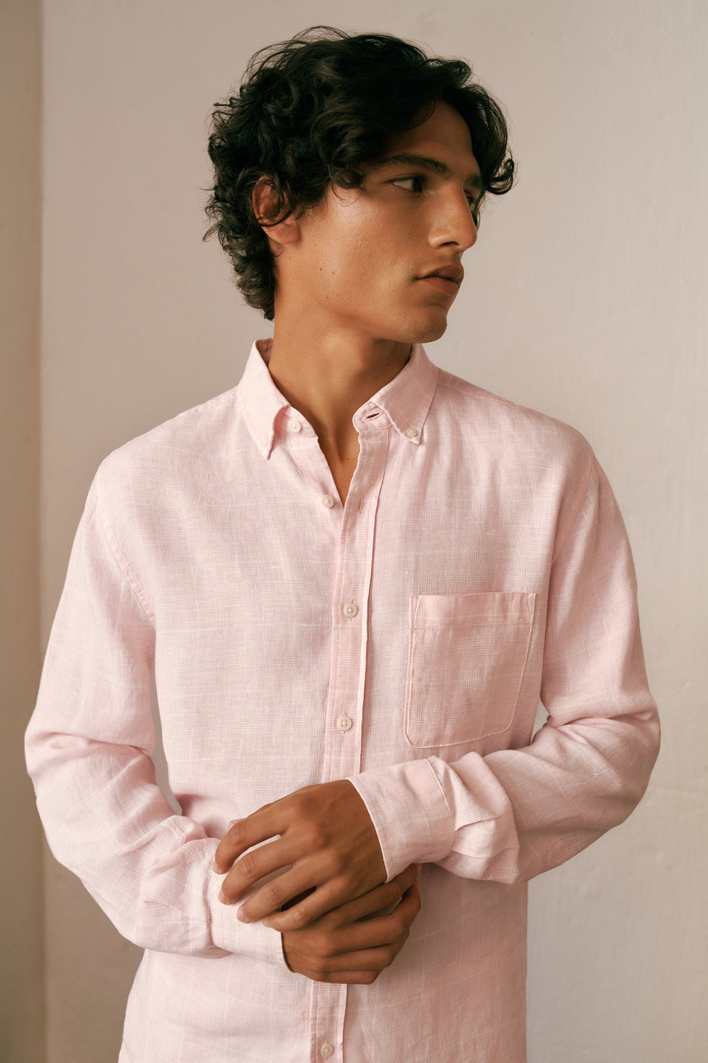 Regular Fit Linen Glen Check Shirt