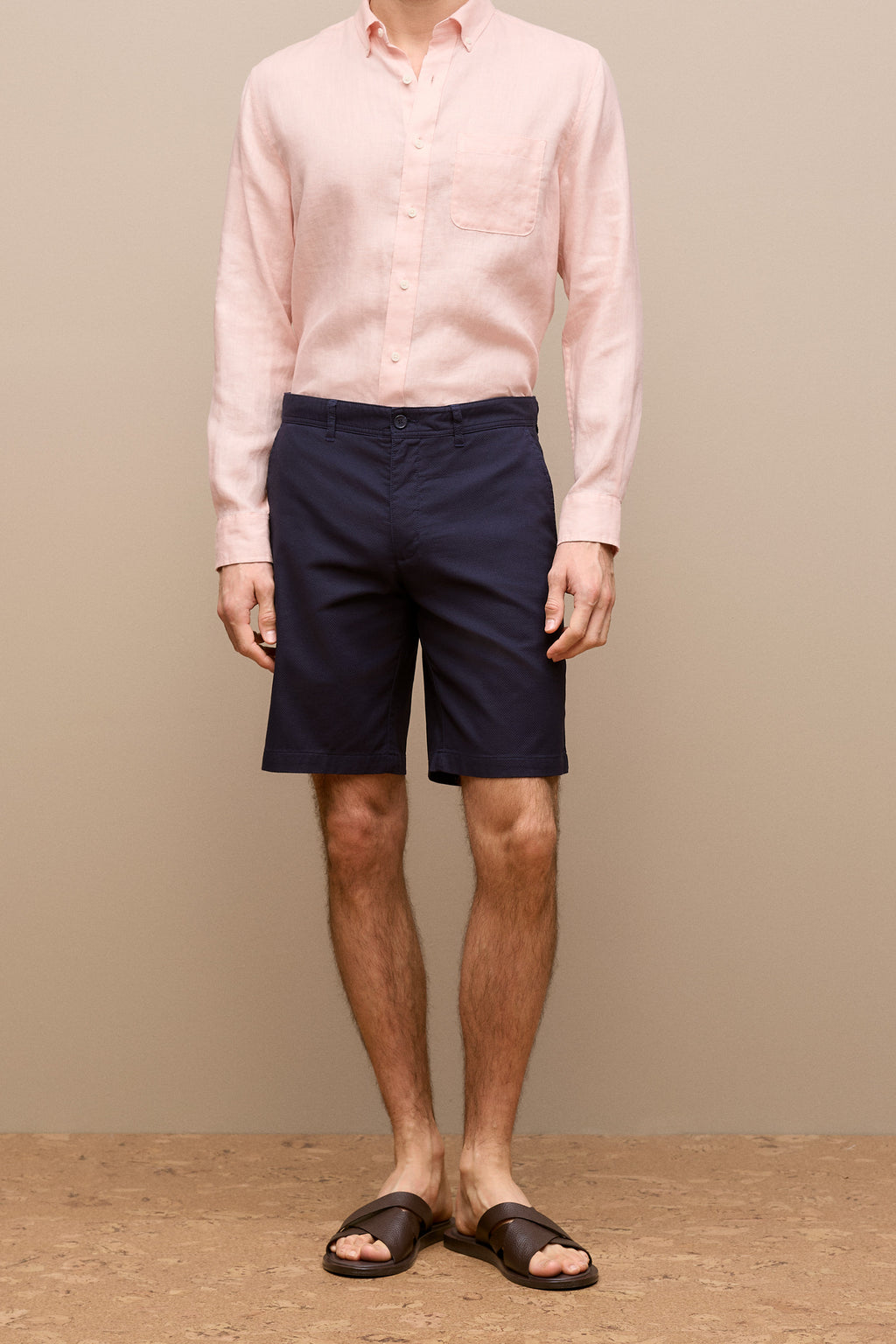 Stretch Cotton Dobby Longline Short