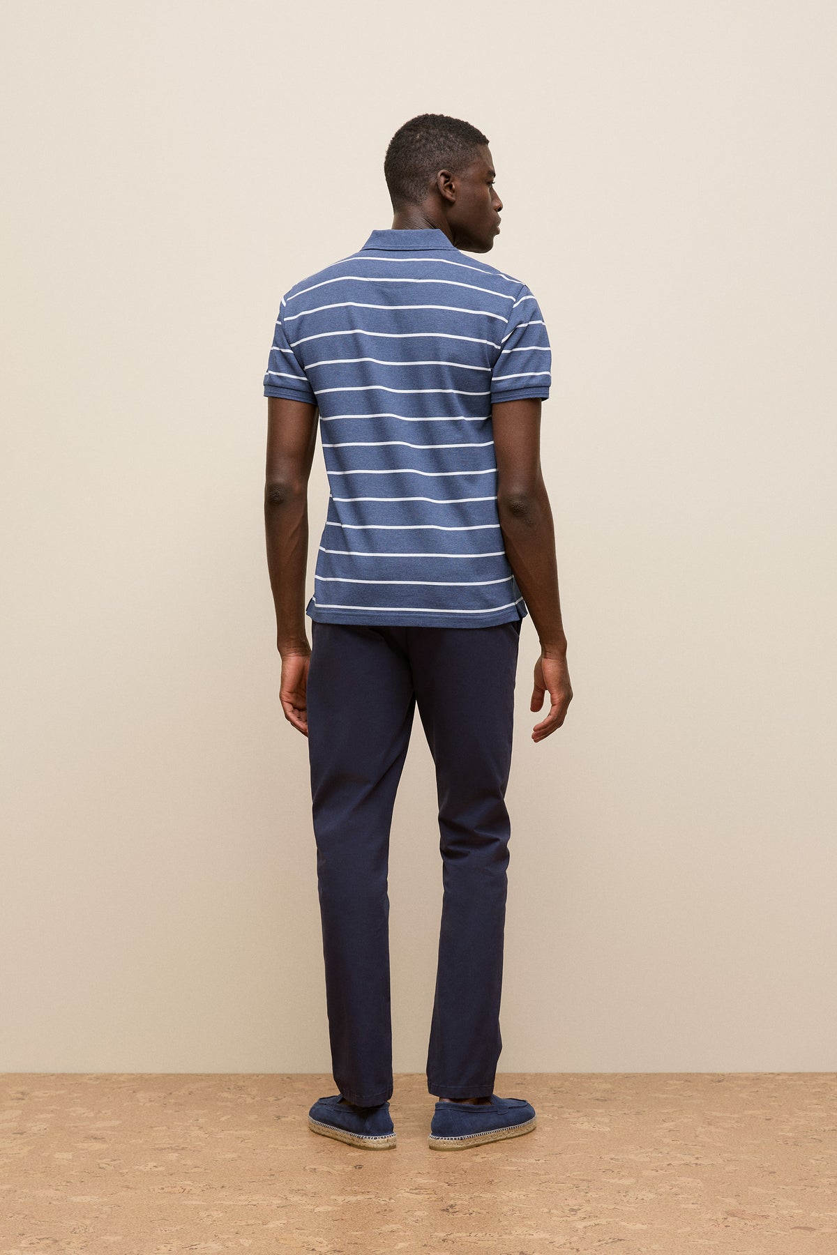 Pique Fine Stripe Monogram Polo