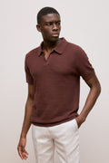 Cotton Linen Collared Knit Polo