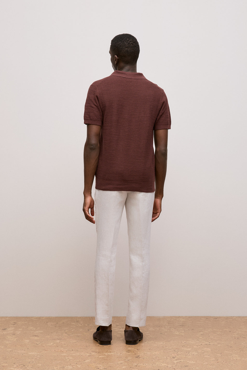 Cotton Linen Collared Knit Polo
