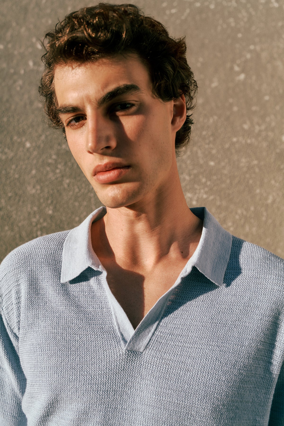 Cotton Linen Collared Knit Polo