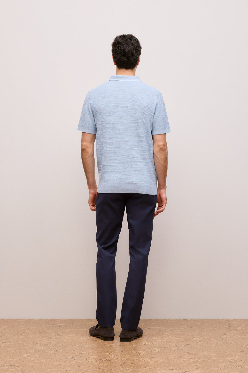 Cotton Linen Collared Knit Polo