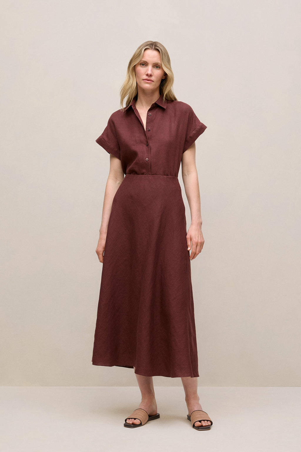 Delave Linen Cap Sleeve Shirt