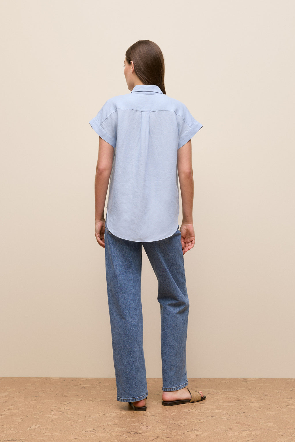 Delave Linen Cap Sleeve Shirt