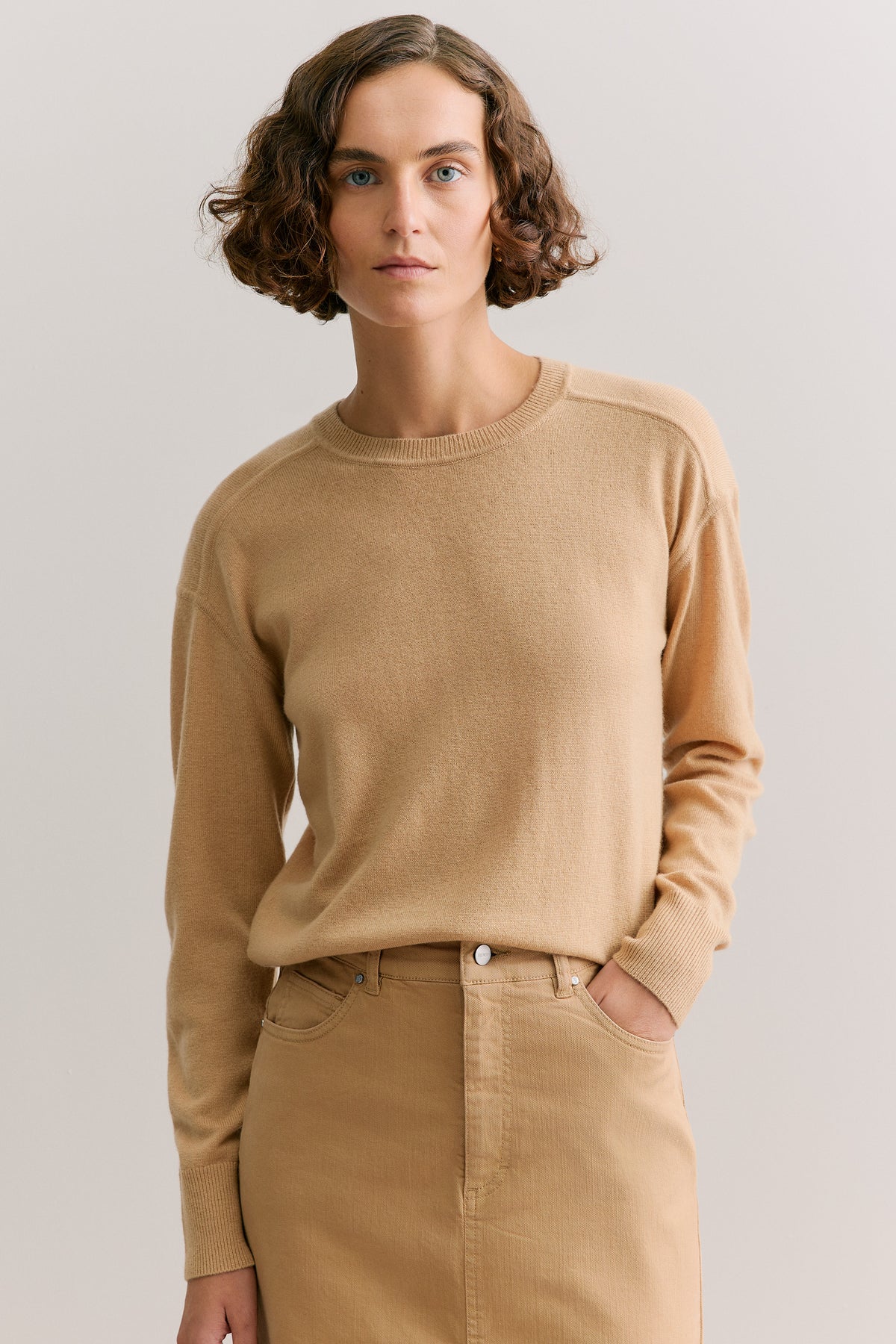 Merino Cashmere Forward Shoulder Seam Relaxed Crew