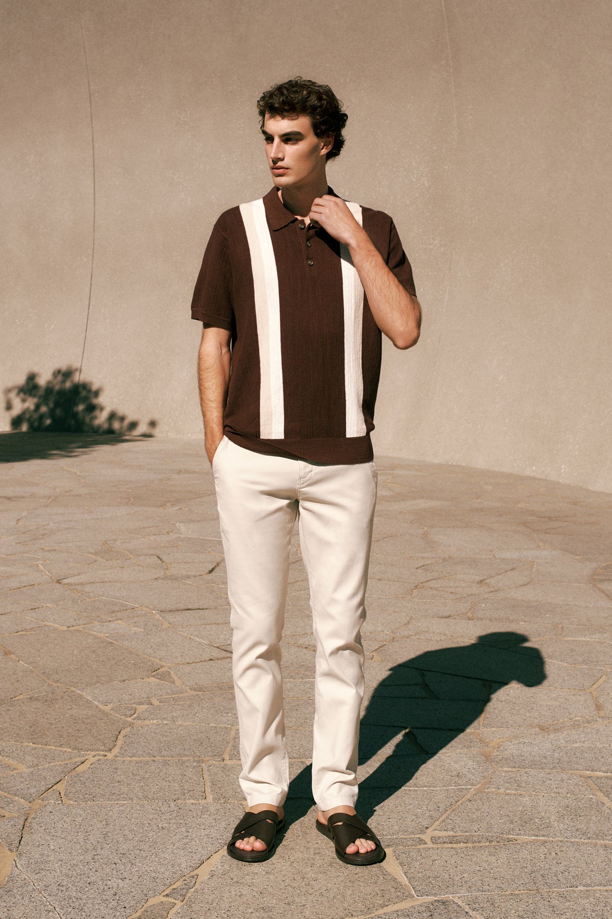 Cotton Linen Graphic Knit Polo