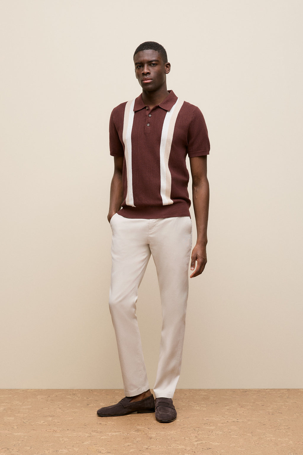 Cotton Linen Graphic Knit Polo