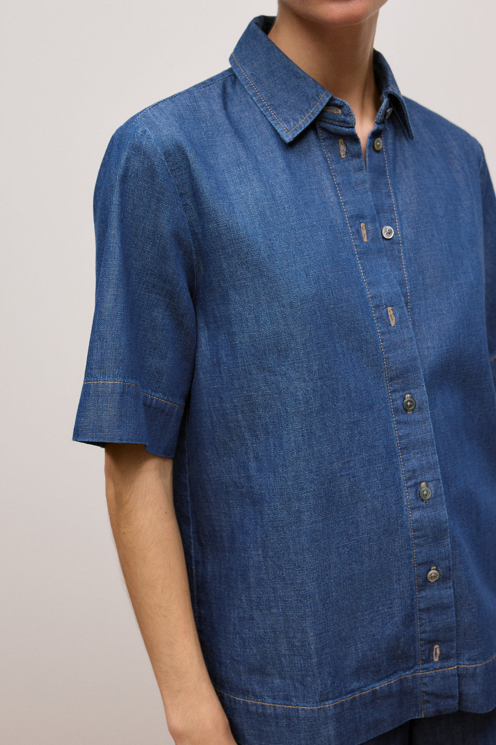 Soft Denim Short Sleeve Shirt