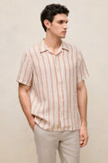 Linen Tent Stripe Camp Shirt