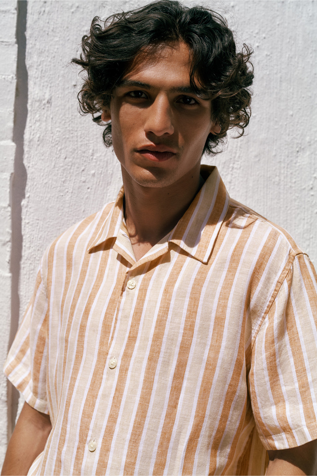 Linen Tent Stripe Camp Shirt