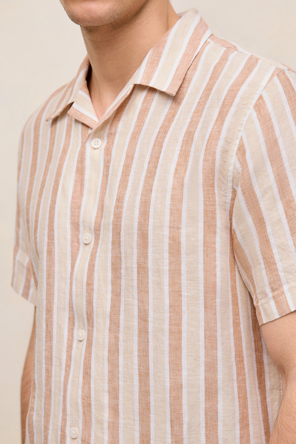 Linen Tent Stripe Camp Shirt