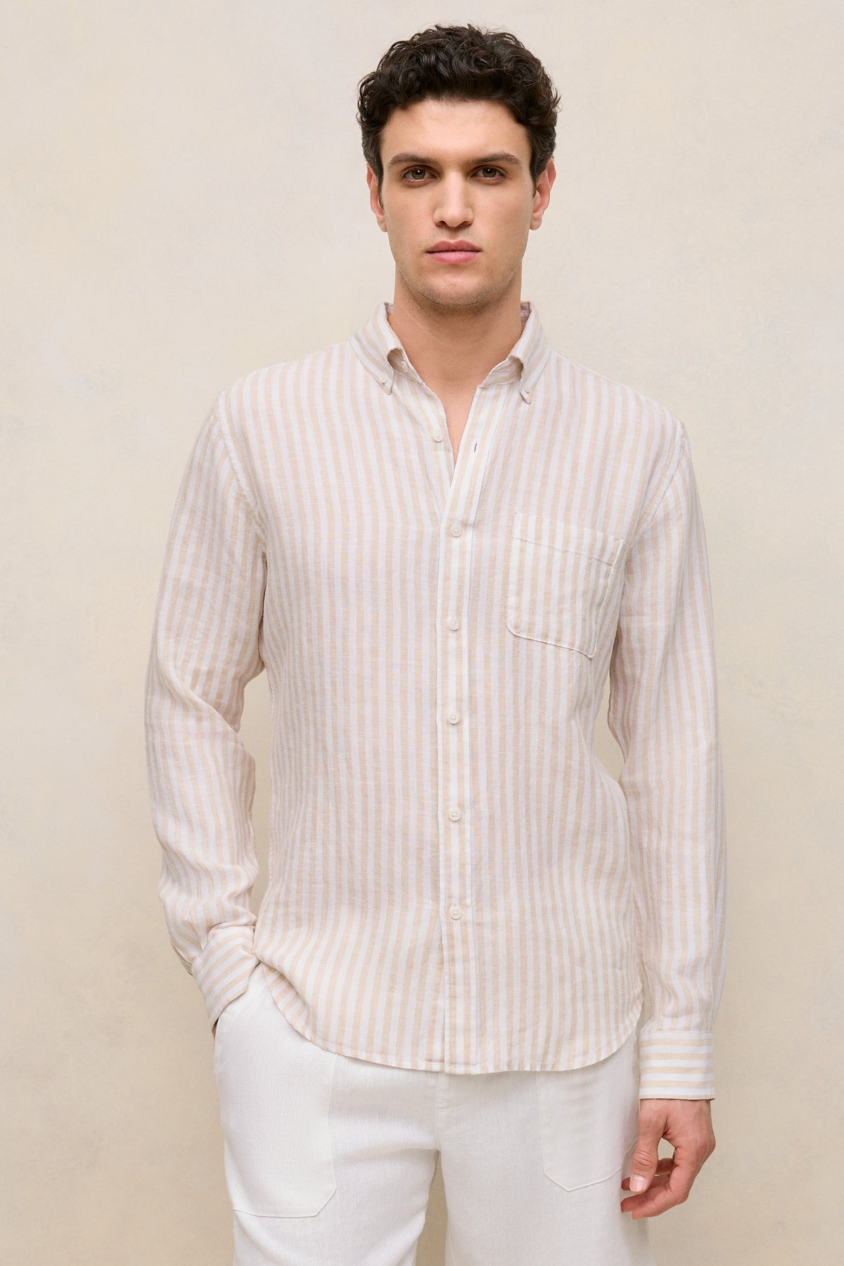 Regular Fit Linen Bengal Stripe Shirt
