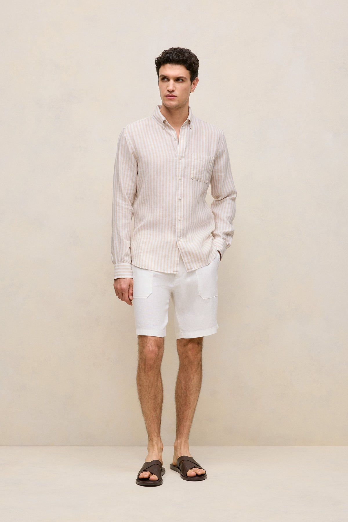Regular Fit Linen Bengal Stripe Shirt