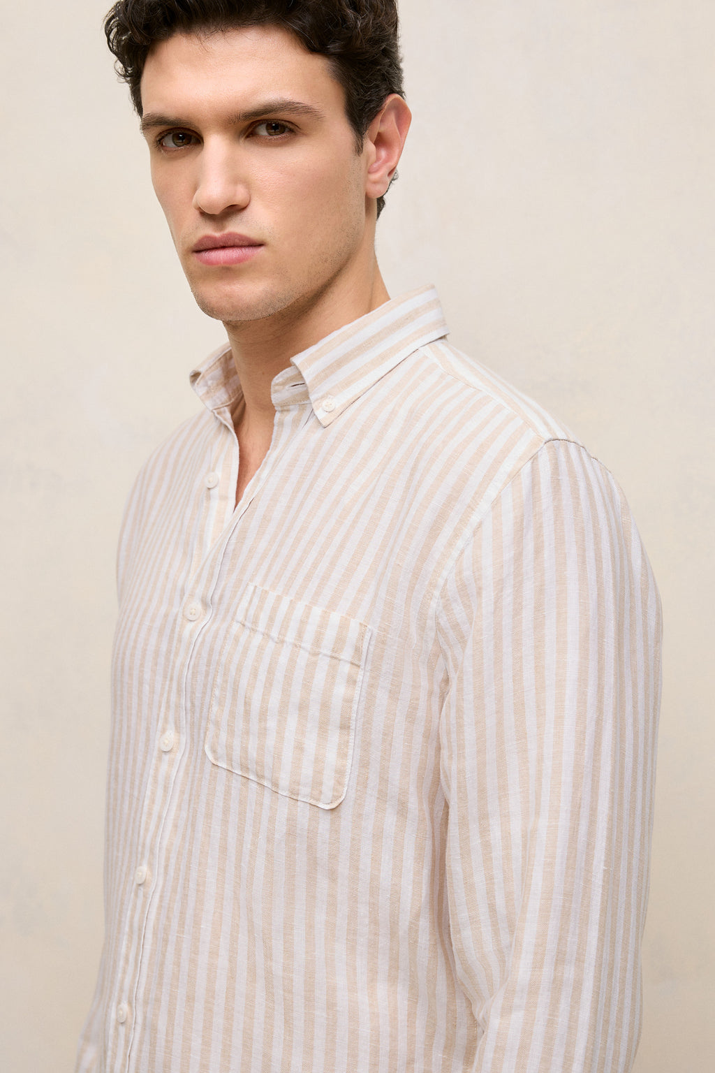 Regular Fit Linen Bengal Stripe Shirt