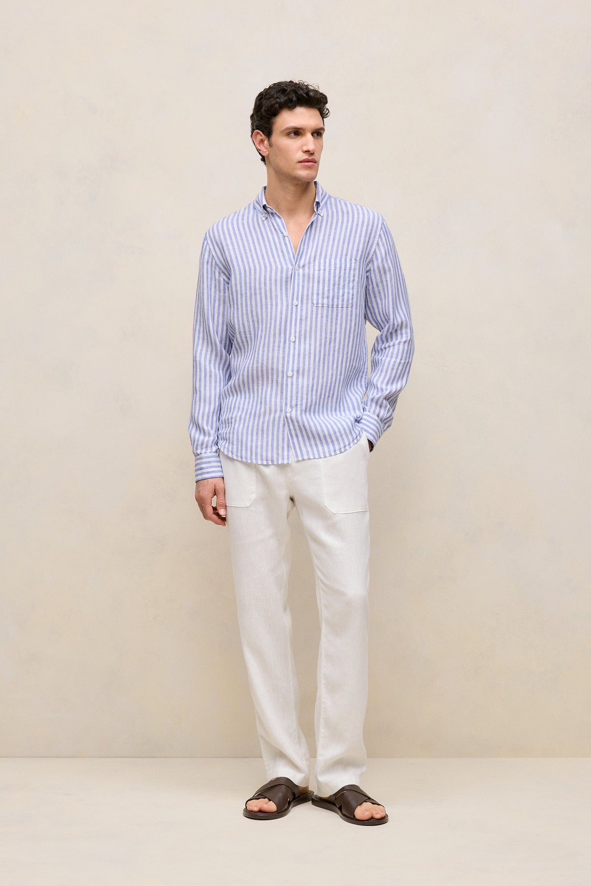 Regular Fit Linen Bengal Stripe Shirt