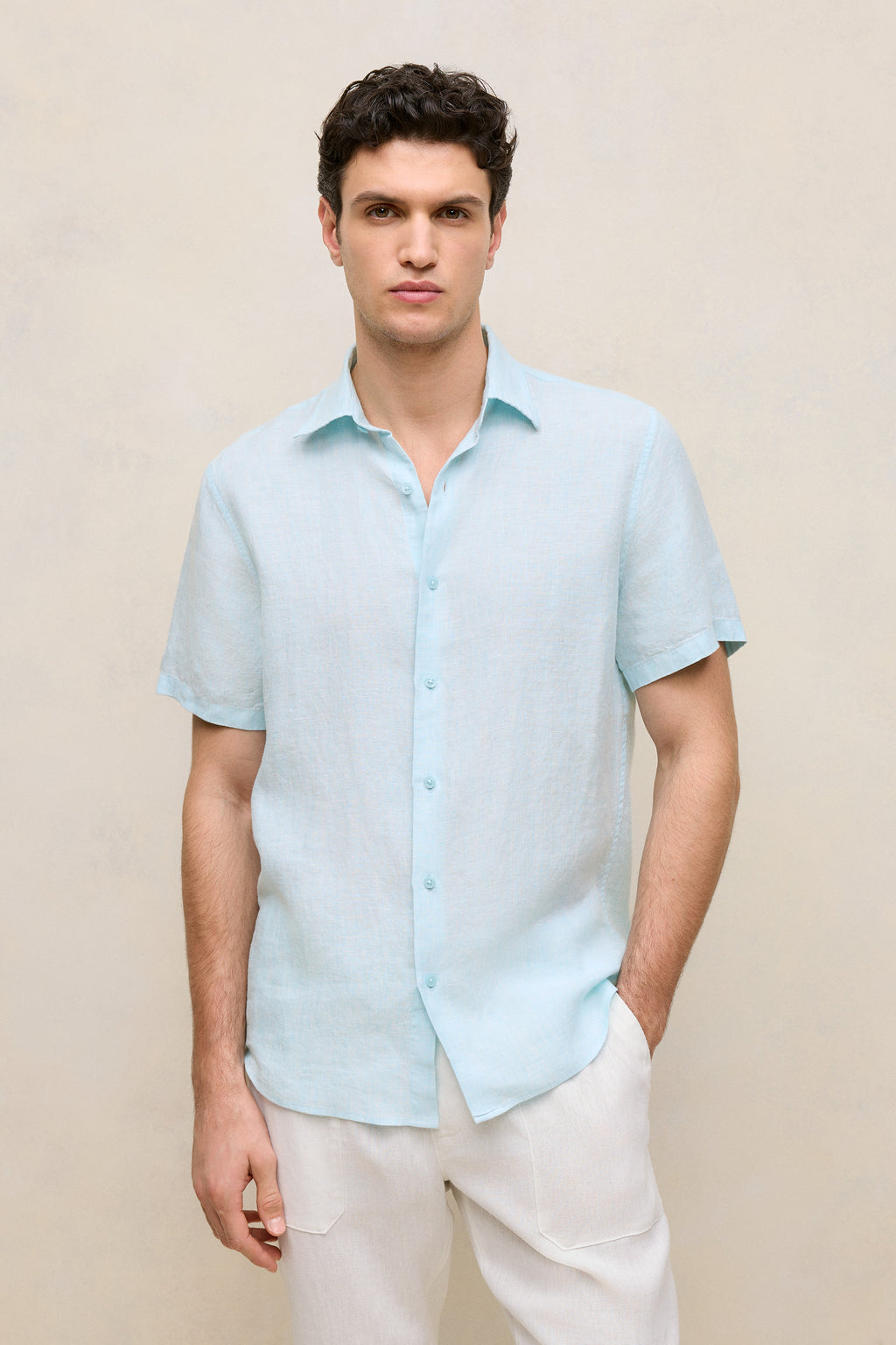 Regular Fit Linen Short Sleeve Shirt