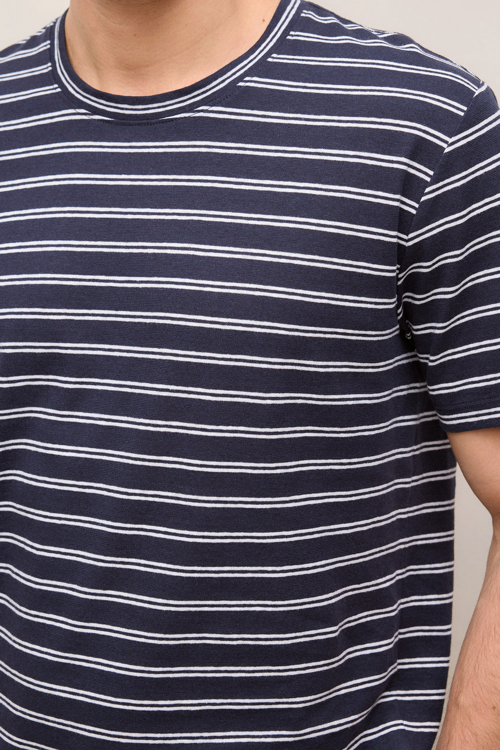 Cotton Linen Double Stripe T-Shirt
